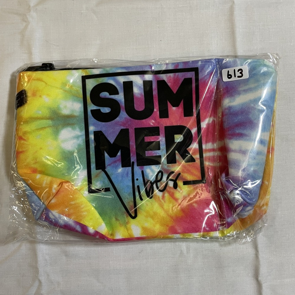 The Pouch Cosmetic Bag Unisex Small Multicolor NWT Tie Dye Summer Vibes Graphic